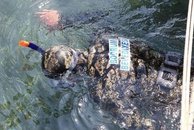 Belediyenin Dalgı&ccedil; Ekibi, Bitez Koyu&rsquo;nu Temizledi 1