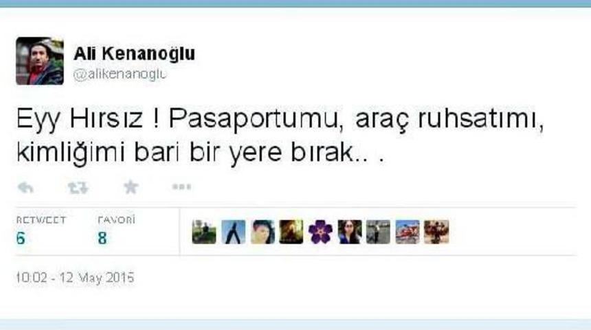 Hdp Adayı Kenanoğlu'dan Hırsıza Twitter'den &Ccedil;ağrı: Pasaport Ve Ruhsatımı Bir Yere Bırak