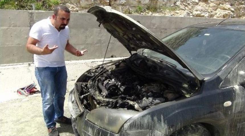 Seyir Halindeki Ara&ccedil; Alev Aldı