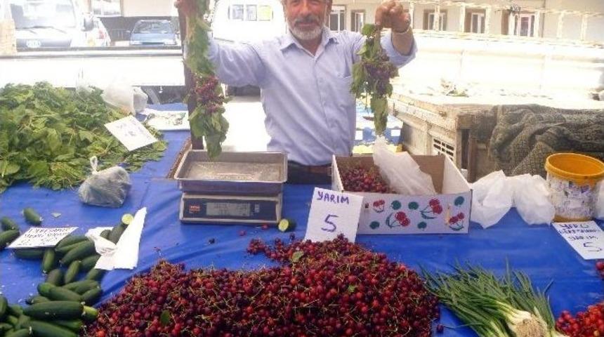 Mevsimin İlk Yerli Kirazı Tezgahlarda Yerini Aldı