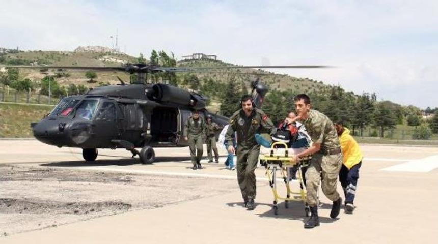 Kalp Hastası, Askeri Helikopterle Hastaneye Kaldırıldı