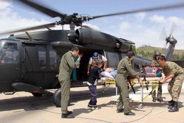 Kalp Hastası, Askeri Helikopterle Hastaneye Kaldırıldı