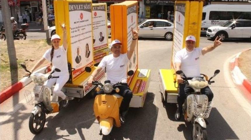 Mhp&rsquo;li Adaylar Elektrikli Bisiklet &Uuml;zerinden Vatandaşları Selamladı