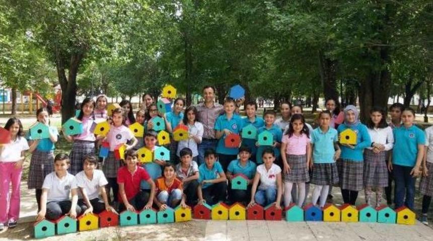 Nusaybinli &Ouml;ğrenciler, Kuşlar I&ccedil;in 100 Ev Yapıp, Ağa&ccedil;lara Astı