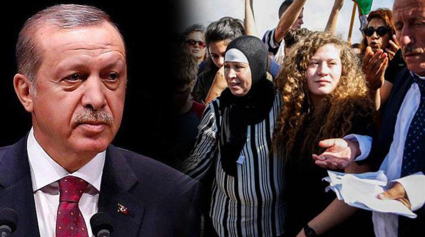 Cumhurbaşkanı Erdoğan Filistinli Ahed Tamimi'yle görüştü