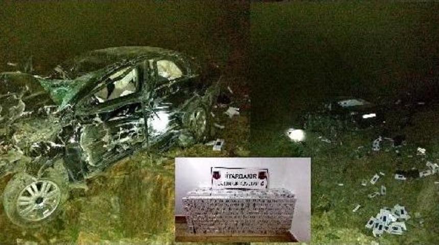 Kaza Yapan Ara&ccedil;tan 16 Bin Paket Ka&ccedil;ak Sigara &Ccedil;ıktı