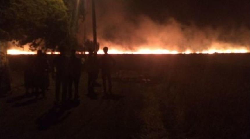 Havai Fişek 250 Hektarlık Buğday Tarlasını K&uuml;le &Ccedil;evirdi