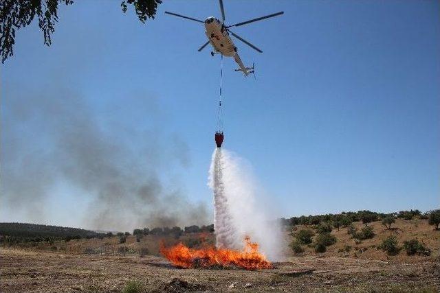 Helikopterli Yangın Tatbikatı Gerçeğini Aratmadı