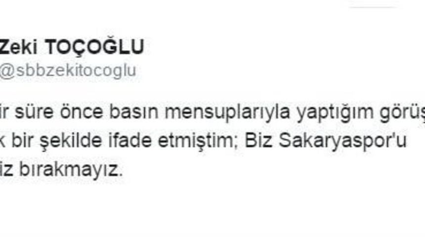 Başkan To&ccedil;oğlu: &ldquo;sakaryaspor&rsquo;u Sahipsiz Bırakmayız&rdquo;