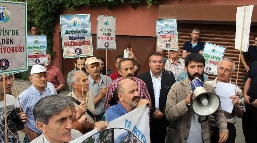 Artvin&rsquo;deki Altın Arama Girişimleri Başkentte Protesto Edildi