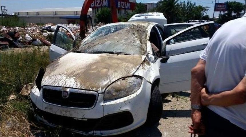 S&ouml;ke&rsquo;de Otomobilin Takla Attığı Kaza Ucuz Atlatıldı