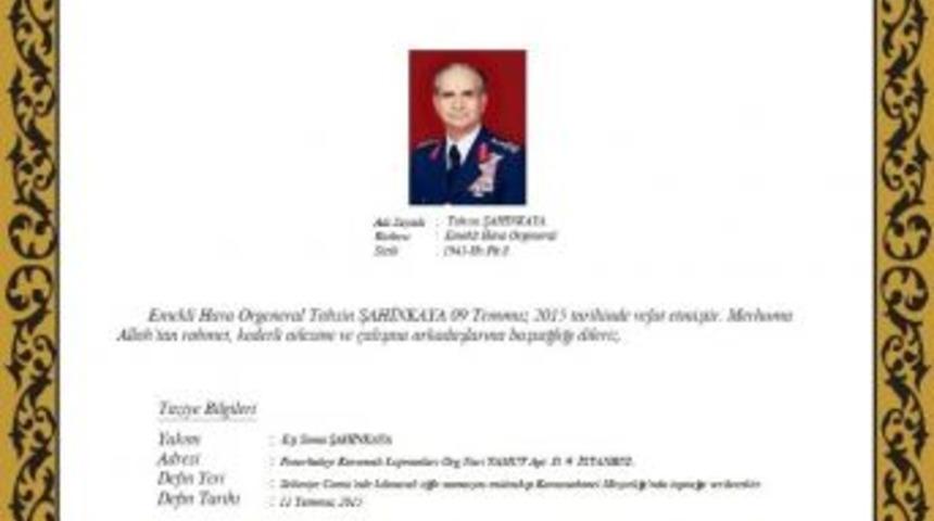 Genelkurmay Başkanlığı&rsquo;ndan Şahinkaya İ&ccedil;in Başsağlığı Mesajı