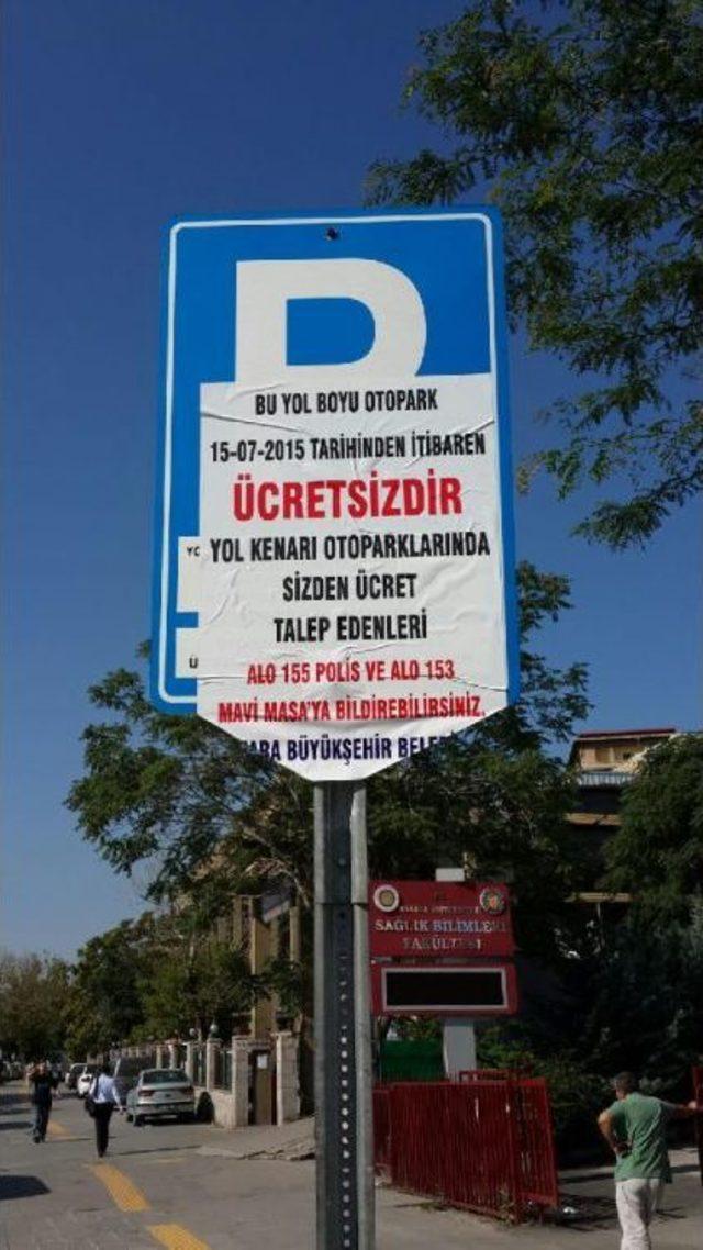 Ankara' Da Yolüstü Otoparkları Ücretsiz Oldu.