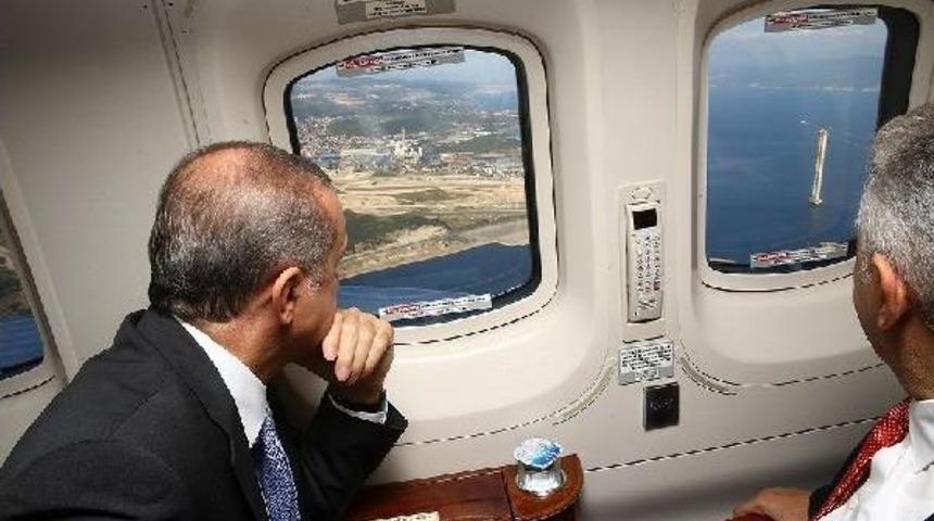 Erdoğan, Havadan Helikopterle 3 B&uuml;y&uuml;k Projenin Inşaatını Inceledi