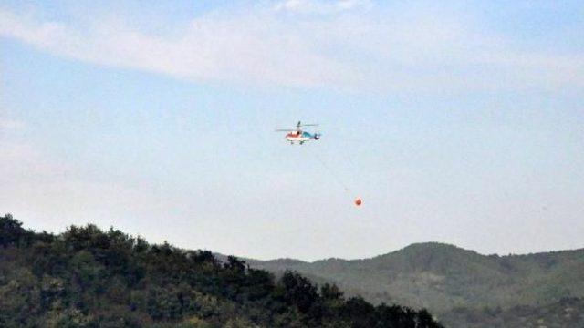Çöplük Yangınına Helikopterli Müdahale
