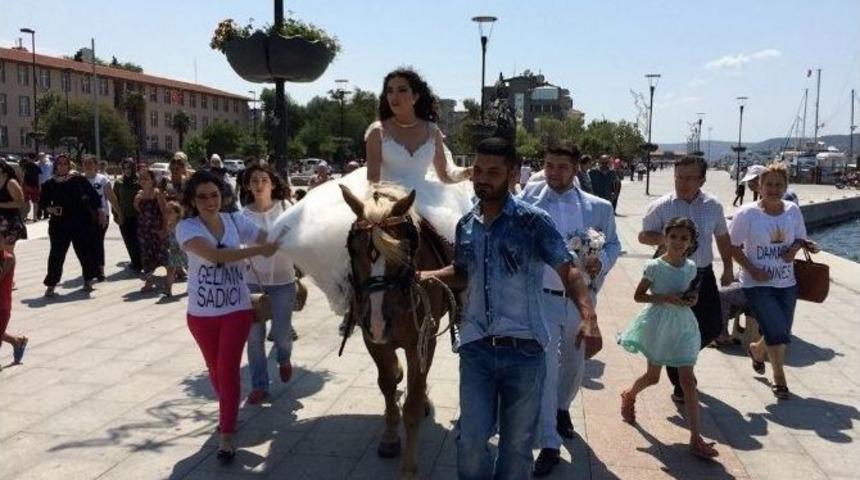 Gelin Ata Binip Kordonda Gezdi