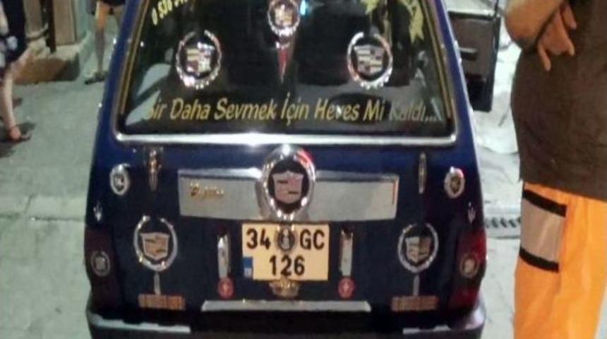 Polis Etiketli Otomobili Bağladı