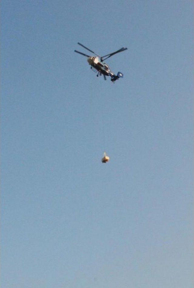 Stone With Zeus' Double-Headed Axe Symbol Carried By Helicopter For Restoration In Antalya