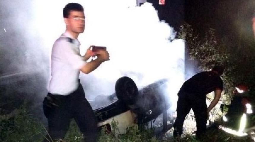 Takla Atan Lpg&rsquo;Li Otomobil Alev Alev Yandı