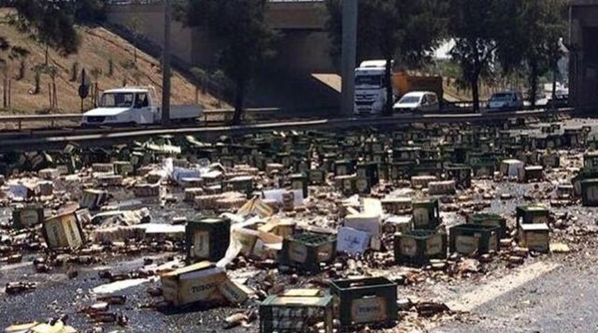 İzmir&rsquo;de Yol Bira G&ouml;l&uuml;ne D&ouml;nd&uuml;