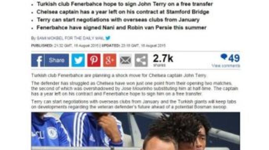 Fenerbah&ccedil;e&rsquo;nin Son Bombası John Terry