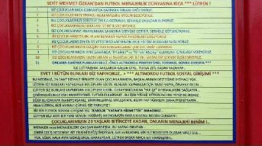 Altınordu Başkanı &Ouml;zkan'dan Menajerlere Mesaj