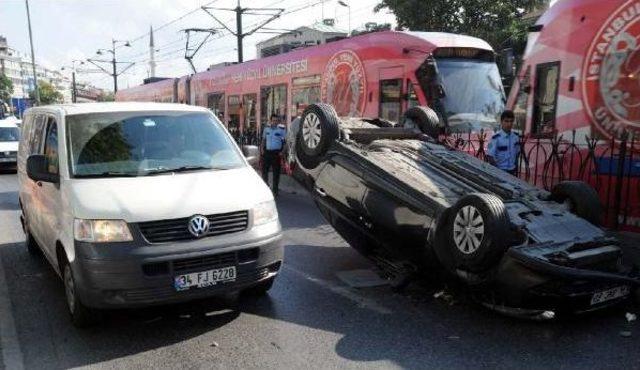 Taksi Sıkıştırınca Takla Attı