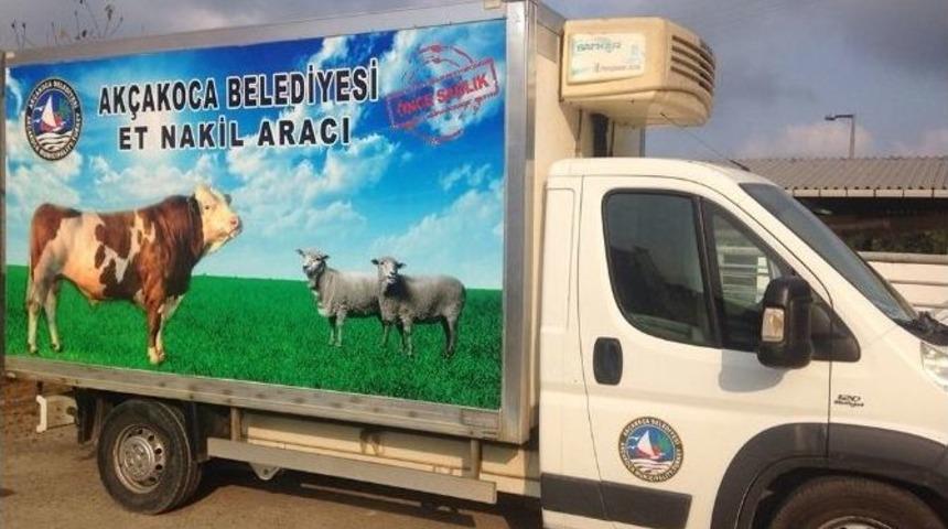 Ak&ccedil;akoca Belediye Mezbahasına Yeni Et Nakil Aracı Aldı