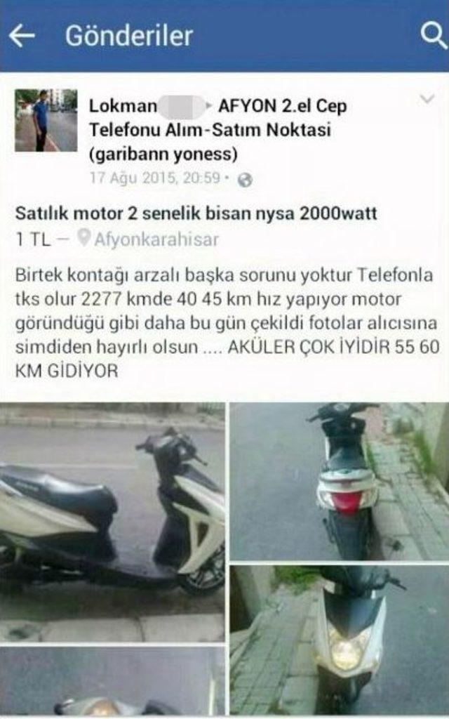 Çaldığı Motosikleti İnternetten Satmak İsterken Yakalandı