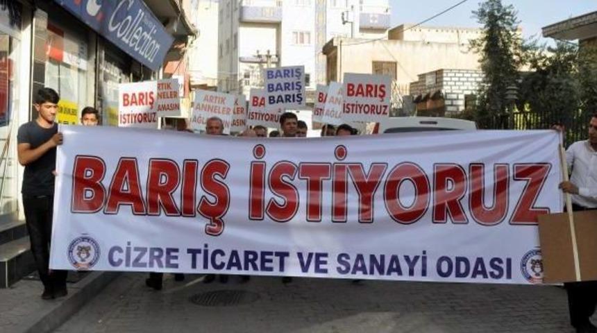 Cizre'de Sivil Toplum &Ouml;rg&uuml;tlerinden 'silahlar Sussun' &Ccedil;ağrısı