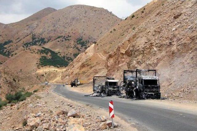 Bingöl'de Yol Kesen Pkk'lılar, 4 Aracı Ateşe Verdi