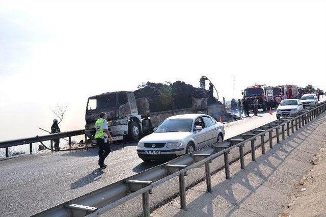 Karton Yüklü Kamyon Alev Topuna Döndü