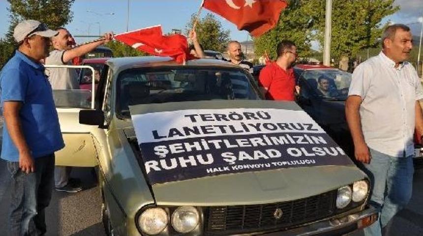 &Ccedil;orum'da Ter&ouml;r&uuml; Protesto Konvoyu D&uuml;zenlendi