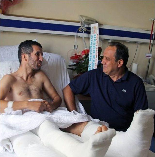 Başkan Aksu&rsquo;dan Gazi Kaya&rsquo;ya Ge&ccedil;miş Olsun Ziyareti 1