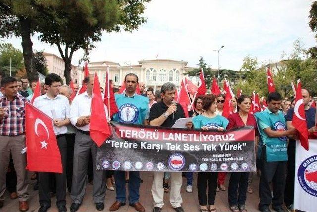 Memur-sen Üyeleri Tekirdağ’da Terörü Protesto Etti