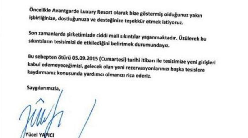 Antalya'da Avangarde Hotel Ge&ccedil;ici S&uuml;reyle Kapandı