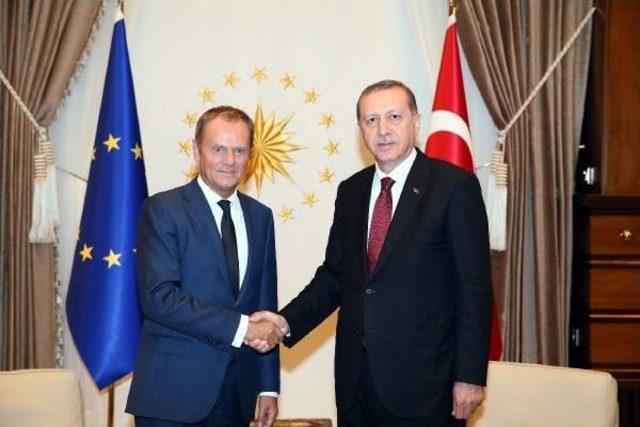 Ab Konseyi Başkanı Tusk Cumhurbaşkanlığı Külliyesi'nde