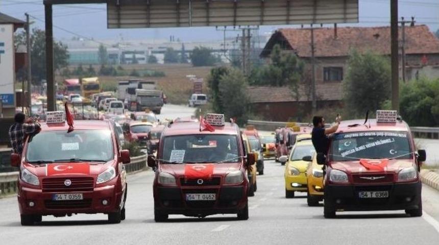 Taksi Ve Dolmuş&ccedil;u Esnafından Ter&ouml;re Tepki Konvoyu