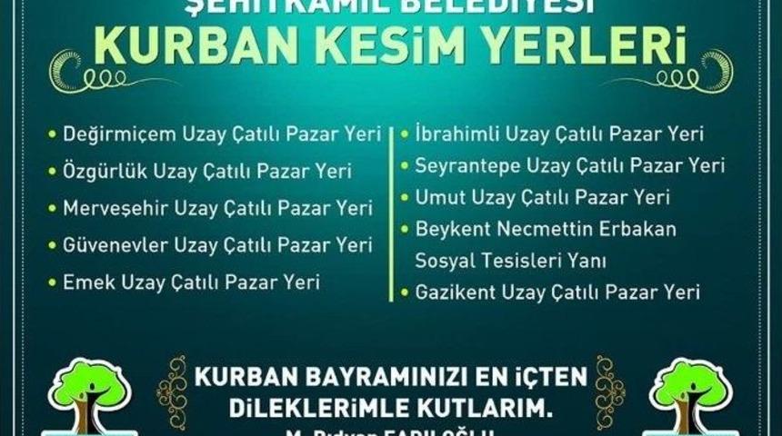 Şehitkamil&rsquo;de Kurban Kesim Ve Satış Yerleri Belirlendi