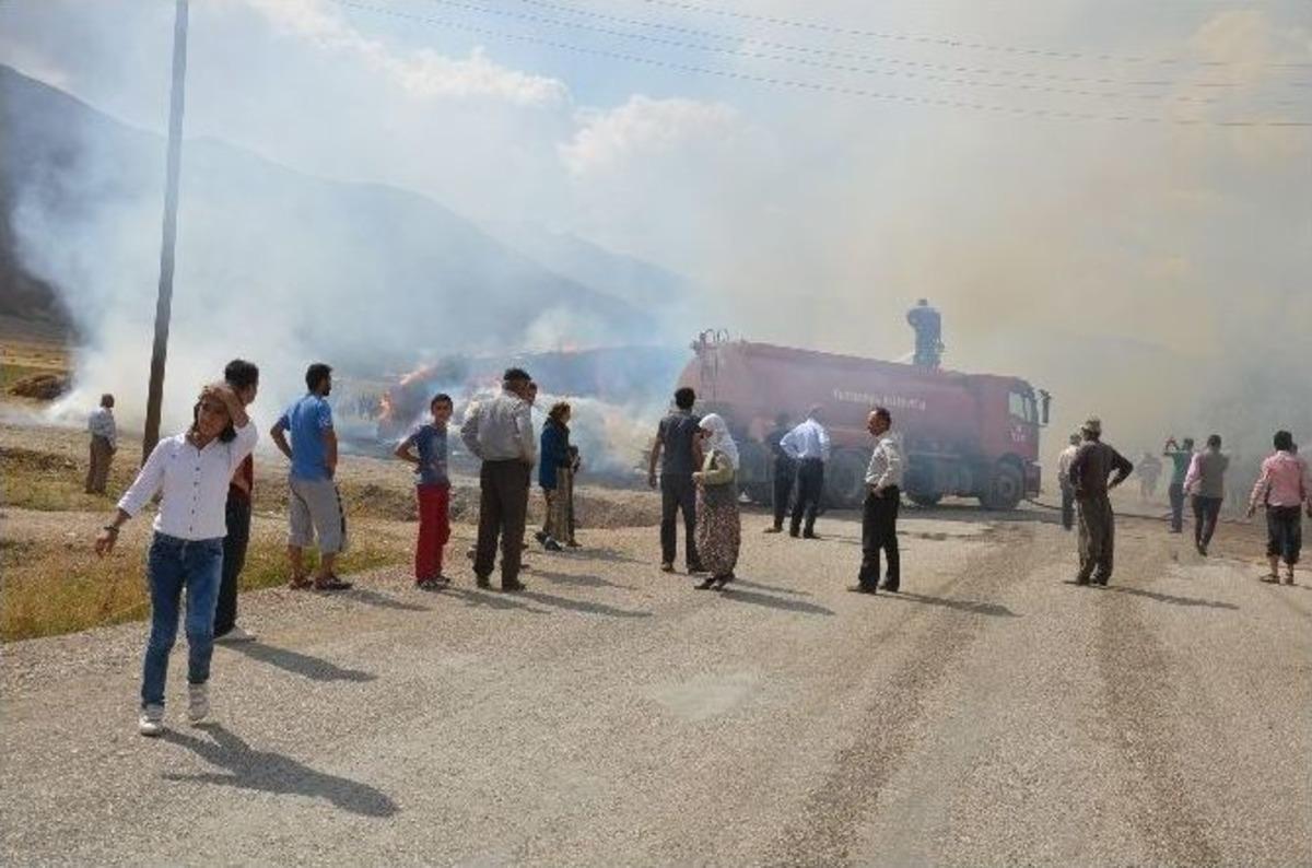 Kış İ&ccedil;in İstiflenen 40 Bin Bağ Ot Yandı