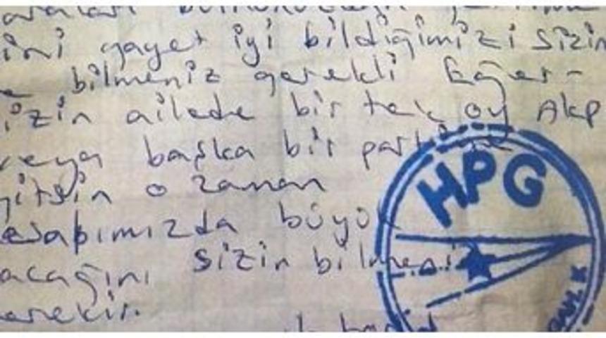 Pkk&rsquo;dan B&uuml;y&uuml;k Tehdit: "oyunuz Akp Veya Başka Partiye Giderse Hesabımız B&uuml;y&uuml;k Olacak"