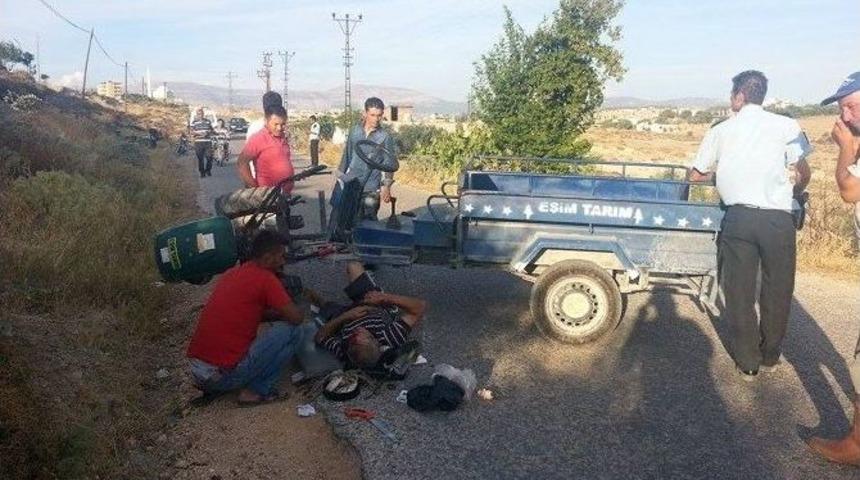 Mut&rsquo;ta Taktak Motoru Devrildi: 1 Yaralı