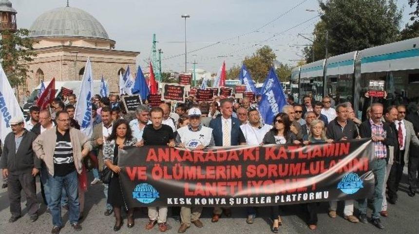 Ankara&rsquo;daki Ter&ouml;r Saldırı Konya&rsquo;da Protesto Edildi