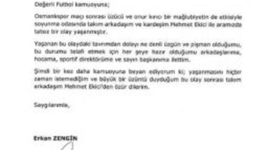 Erkan Zengin, Ekici&rsquo;den &Ouml;z&uuml;r Diledi