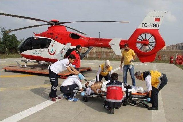 Kazada Yaralanan Şahıs Helikopterle Hastaneye Kaldırıldı