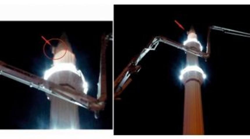 İtfaiye Ekipleri Minarede Mahsur Kalan Vatandaşı Kurtardı