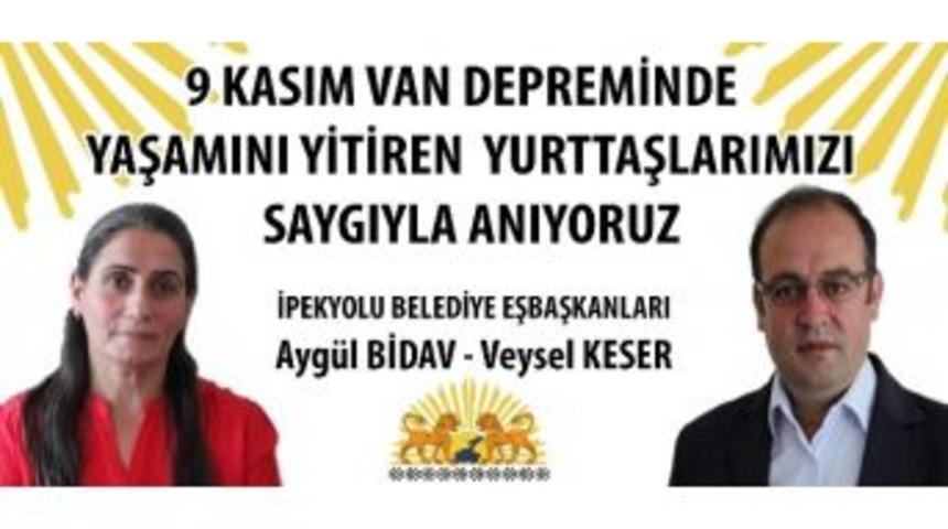 Belediye Eş Başkanlarından ’9 Kasım’ Mesajı