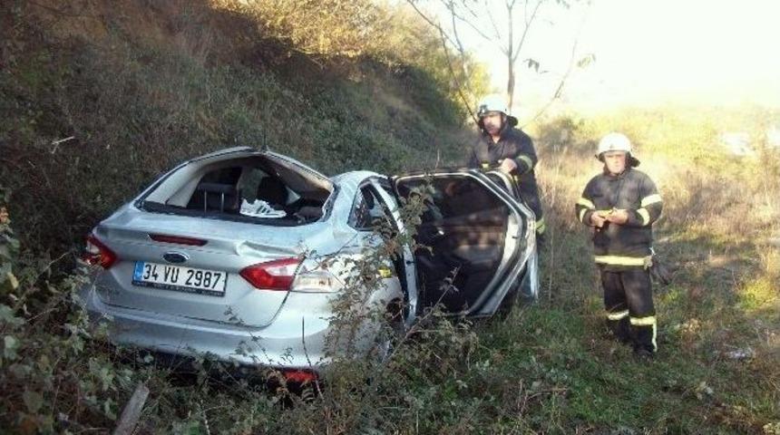 Vitesi Takılı Kalan Otomobil Takla Attı: 1 Ağır Yaralı