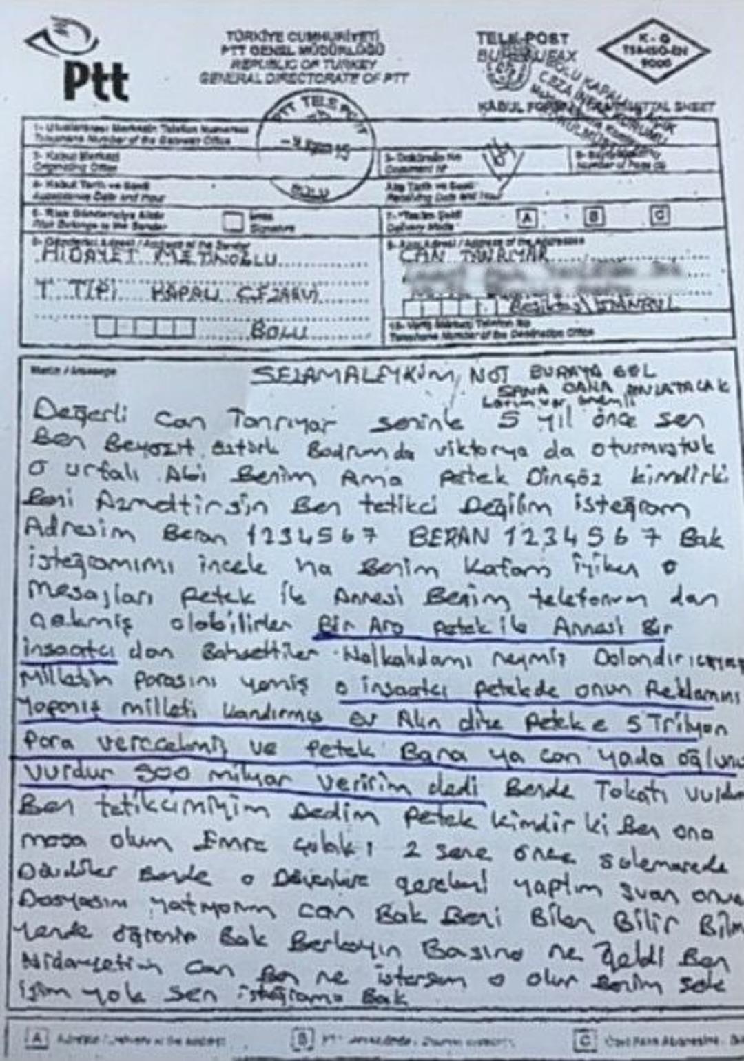 (&ouml;zel Haber) Can Tanrıyar&rsquo;a Cezaevinden G&ouml;nderilen Mektup Ortalığı Karıştırdı