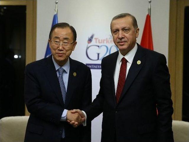 Cumhurbaşkanı Erdoğan, Bm Genel Sekreteri Ban Ki-moon İle Görüştü